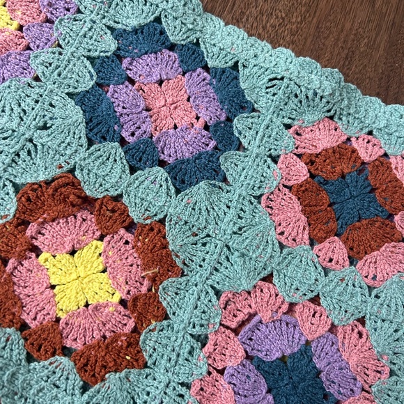 WITTY FOX Granny Square Crochet Crop Tank Top Boho Festival Indie Beach Y2K Sz S - Picture 6 of 12